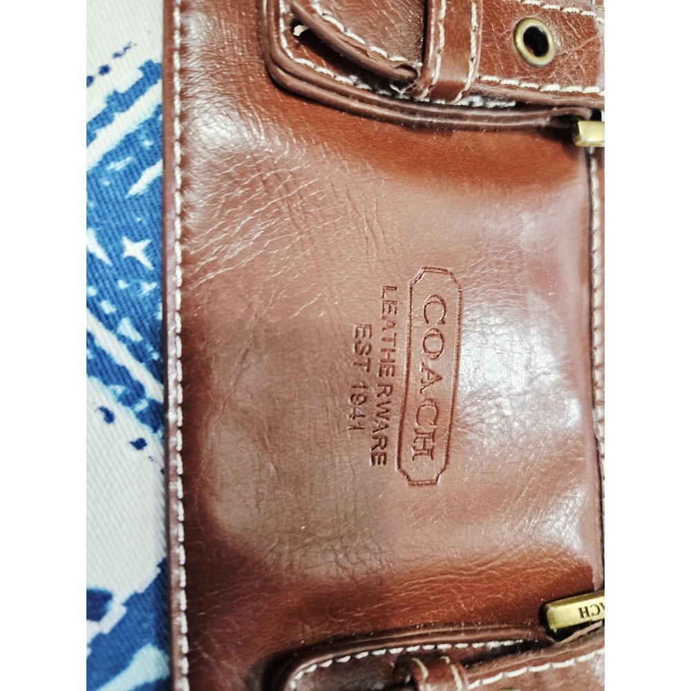 Coach Blue Amd White Crisp Denim Patchwork Medium Purse Handbag Bag 1202 - Picture 4 of 12